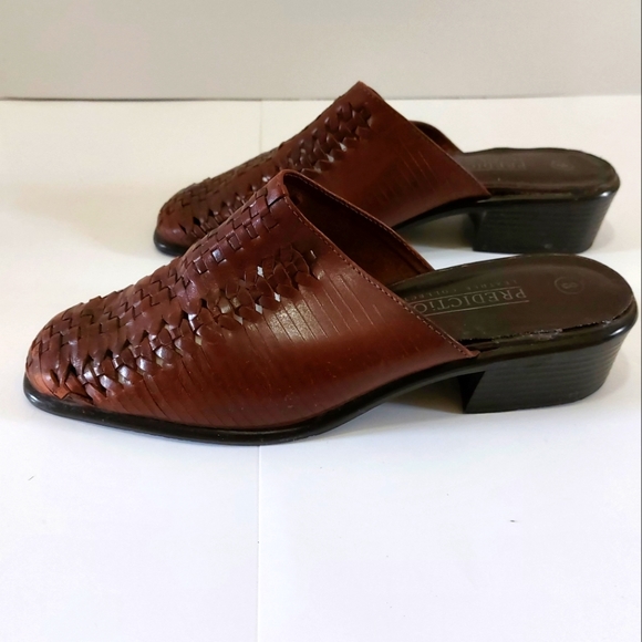 Sale  Brown Leather Woven Slip-on Mules/Shoes - Picture 2 of 3